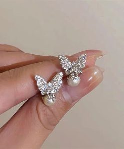 Bông Tai Đá Mix Hạt Trai Phụ Kiện Cưới - 18