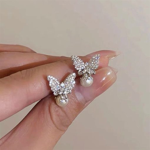 Bông Tai Đá Mix Hạt Trai Phụ Kiện Cưới - 18