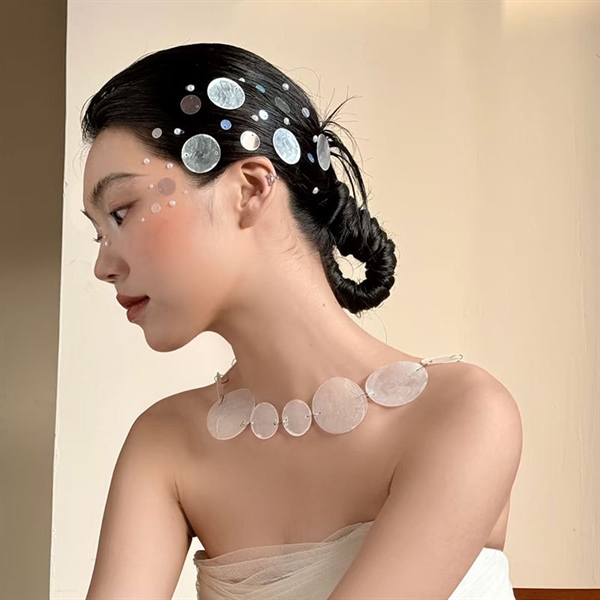 Set Đính Mặt Và Tóc - Hạt Trai Và Kim Sa Lớn - Hình ảnh 2