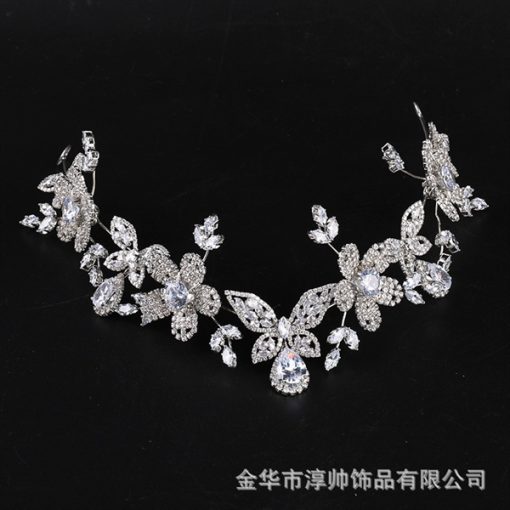 Băng Đô Đá Phụ Kiện Cài Tóc Cô Dâu - Hoa Đá Mix Hồ Điệp