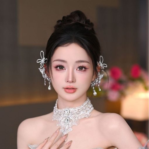 Cài Móc Vành Tai - Chuồn Chuồn Mix Hồ Điệp Tua Rua Đá - Hình ảnh 4