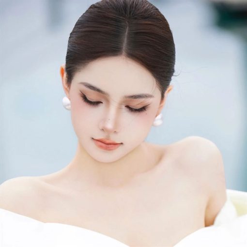 Bông Tai Ngọc Trai, Bông Tai Cô Dâu Đính Ngọc, Phụ Kiện Cưới Cô Dâu - Nửa Hạt Lớn - Hình ảnh 2