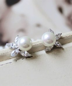 Bông Tai Đá Mix Hạt Trai Phụ Kiện Cưới - 15