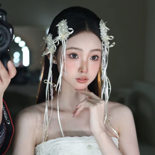 Set Kẹp Hạt Trai - Đính Nơ Tua Rua - Hình ảnh 5