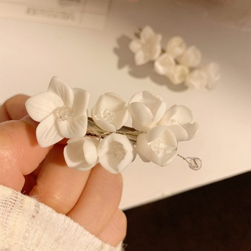 1 Cặp kẹp Hoa Nhí Màu Trắng - - Hình ảnh 2