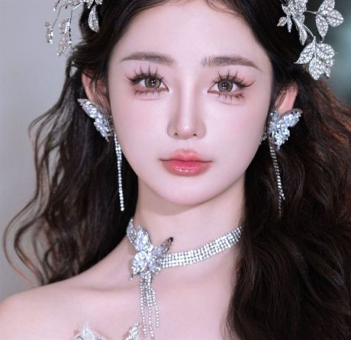 Set Choker Và Bông Tai Hồ Điệp Đá Tua Rua - - Hình ảnh 3