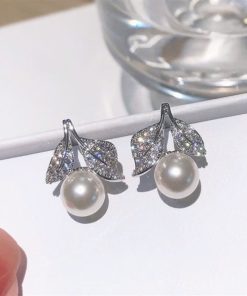 Bông Tai Đá Mix Hạt Trai Phụ Kiện Cưới - 13