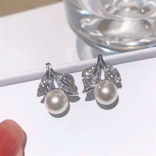 Bông Tai Đá Mix Hạt Trai Phụ Kiện Cưới - 13