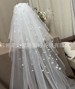 VOAN TRẮNG 2 LỚP ĐÍNH HOA RƠI 80CM200CMPHỤ KIỆN CÔ DÂU PHỤ KIỆN CHỤP HÌNH -