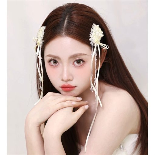 Set Kẹp Hạt Trai - Đính Nơ Tua Rua - Hình ảnh 4
