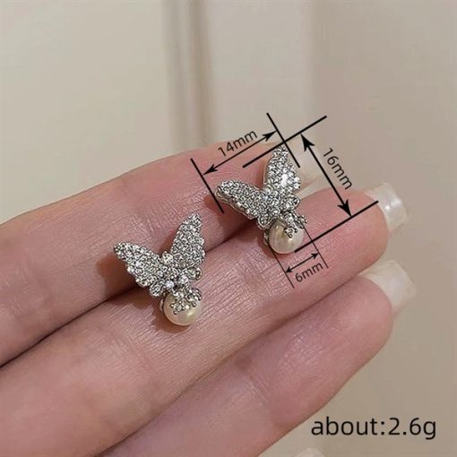 Bông Tai Đá Mix Hạt Trai Phụ Kiện Cưới - 18 - Hình ảnh 4