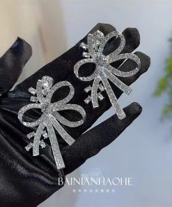 Bông Tai Đá To Cao Cấp, Bông Tai Concept - Nơ Đá