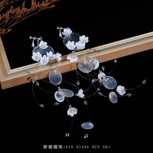 Bông Tai Vỏ Sò Mix Hoa Nhí Tua Rua - - Hình ảnh 3