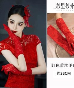 Găng Tay Ren Đỏ - Ren 38cm