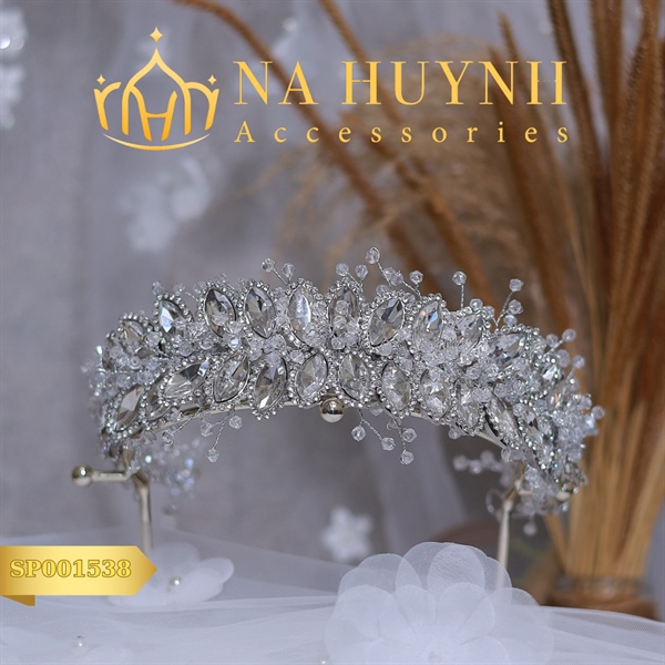 Băng Đô Đá Phụ Kiện Cài Tóc Cô Dâu - Line Lớn