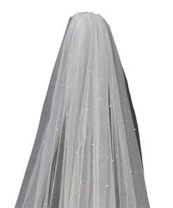 VOAN NHŨ DÀI ĐÍNH NGỌC 1 LỚP 300CM VOAN LÚP CÔ DÂU MÀU TRẮNG -