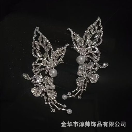 Bông Tai Vành Tai - Hồ Điệp Đá Mix Ngọc Trai