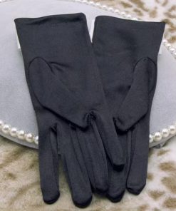 Găng Tay Phi Bóng Satin Trơn - Ngắn Đen