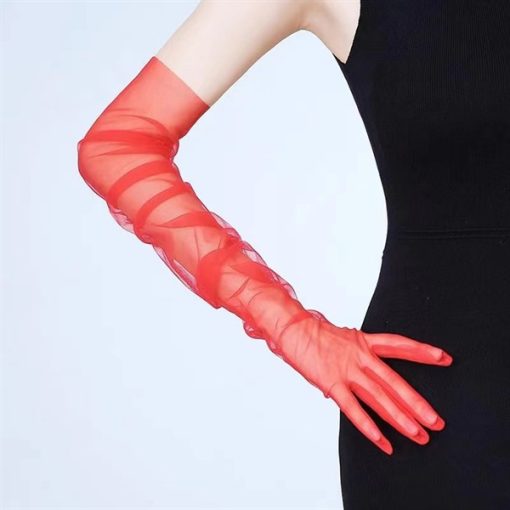Găng Tay Voan Dài 55cm - voan đỏ