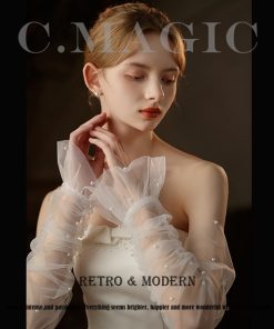 GĂNG TAY VOAN DÀI ỐNG BÈO NHÚN ĐÍNH HẠT TRAI PHỤ KIỆN CÔ DÂU PHỤ KIỆN CONCEPT -