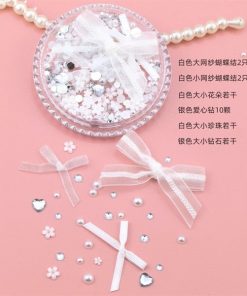 Đá Nơ Đính Mặt Và Tóc - Đá Và Nơ Trắng