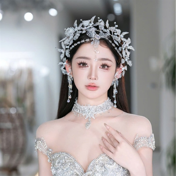 Băng Đô Đá Phụ Kiện Cài Tóc Cô Dâu - Hồ Điệp Pha Lê - Hình ảnh 2