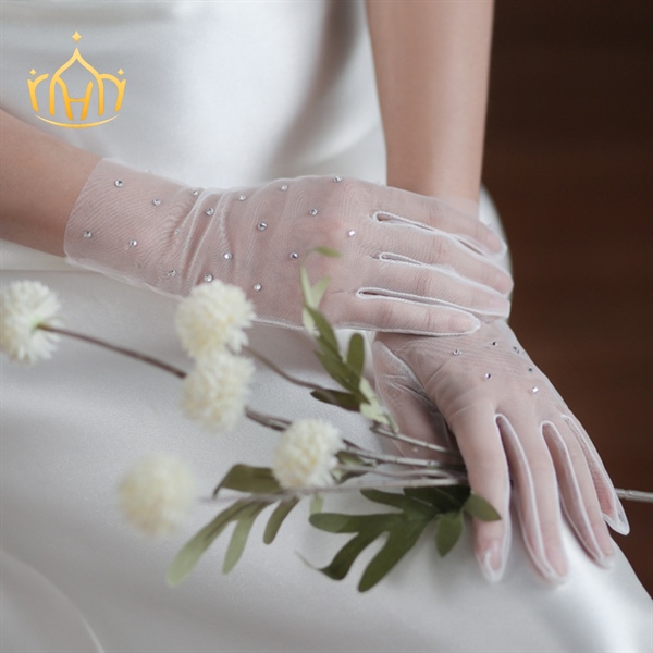 GĂNG TAY NGẮN ĐÍNH ĐÁ PHỤ KIỆN CƯỚI PHỤ KIỆN CÔ DÂU - - Hình ảnh 2