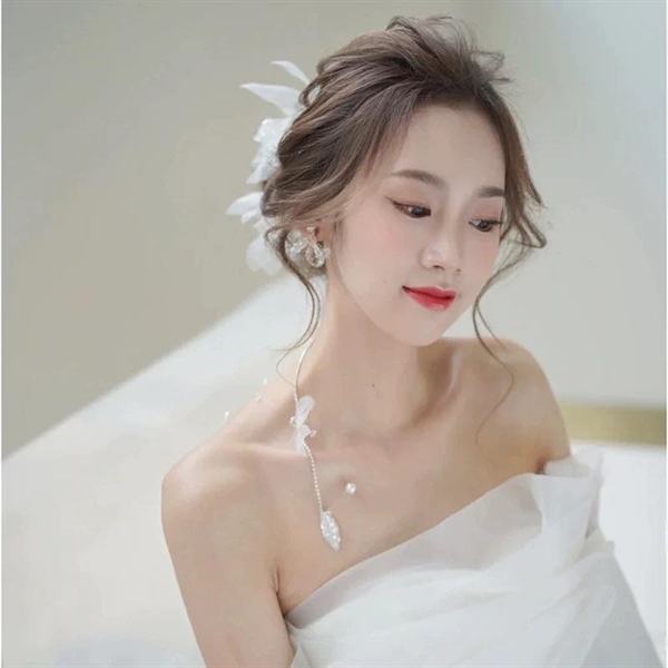 Băng Đô Cô Dâu Cài Hoa Nhẹ Nhàng, Bờm Hoa Cài Tóc - Hoa Voan - Hình ảnh 7