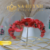 Băng Đô Cô Dâu Cài Hoa Nhẹ Nhàng, Bờm Hoa Cài Tóc - Đỏ