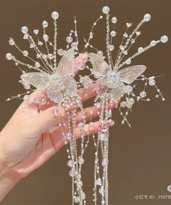 Set Cài Hồ Điệp Mix Tua Rua Pha Lê Đa Sắc -