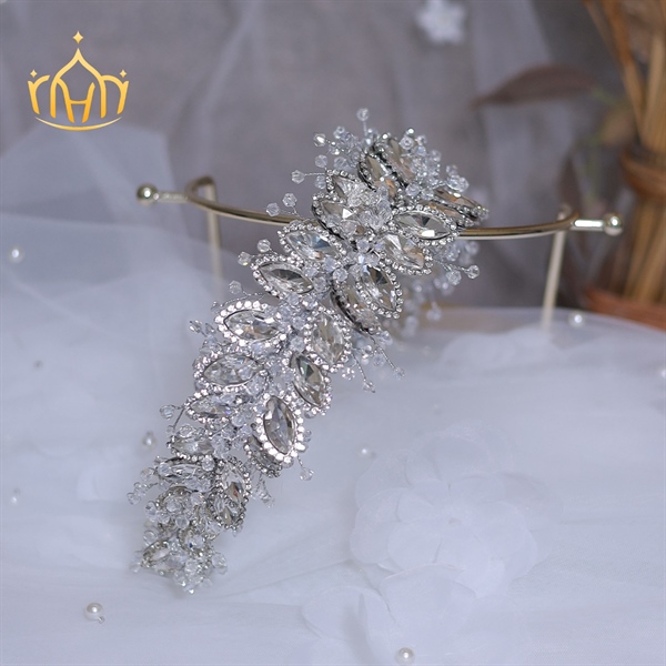 Băng Đô Đá Phụ Kiện Cài Tóc Cô Dâu - Line Lớn - Hình ảnh 4