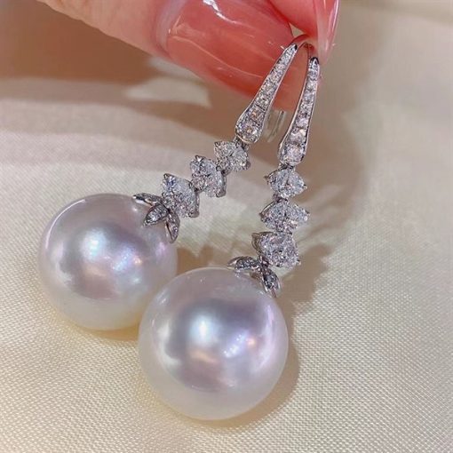 Bông Tai Đá Mix Hạt Trai Phụ Kiện Cưới - 8 - Hình ảnh 2