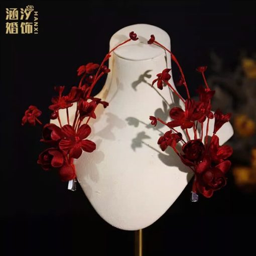 Set 2 Kẹp Hoa Màu Đỏ - Hoa Hồng Mix Hoa 5 Cánh