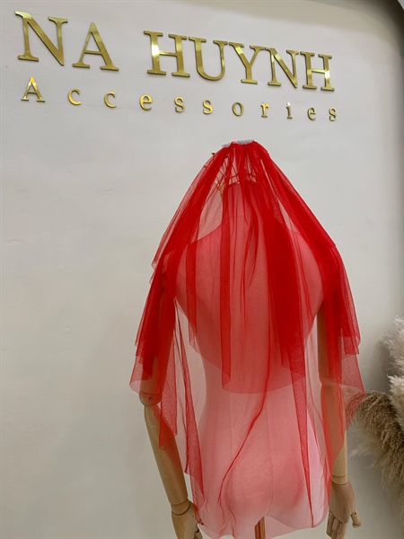 Voan Đỏ 2 Lớp 60cm80cm Voan Lúp Cô Dâu - - Hình ảnh 2