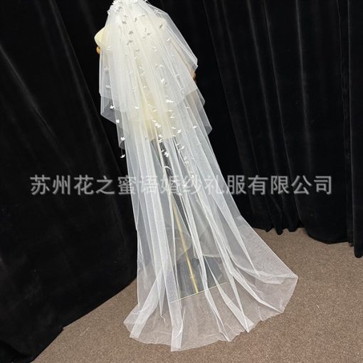 VOAN TRẮNG 2 LỚP ĐÍNH HOA RƠI 80CM200CMPHỤ KIỆN CÔ DÂU PHỤ KIỆN CHỤP HÌNH - - Hình ảnh 3