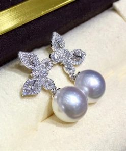 Bông Tai Đá Mix Hạt Trai Phụ Kiện Cưới - 19