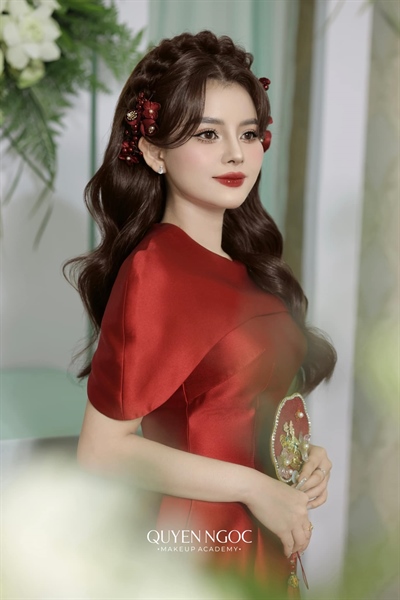 Set 3 Món Kẹp Hoa Kèm Bông Tai - Đỏ - Hình ảnh 5