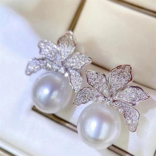 Bông Tai Đá Mix Hạt Trai Phụ Kiện Cưới - 16