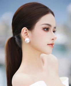 Bông Tai Ngọc Trai, Bông Tai Cô Dâu Đính Ngọc, Phụ Kiện Cưới Cô Dâu - Nửa Hạt Lớn