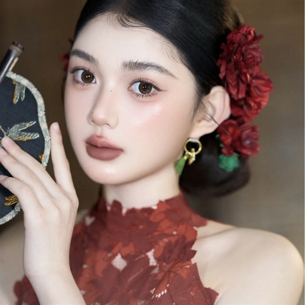 Set 3 Món Trâm Cài Hoa Giấy - Đỏ - Hình ảnh 3