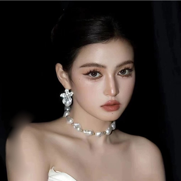 Bông Tai Đá Mix Hạt Trai Phụ Kiện Cưới - 12 - Hình ảnh 2