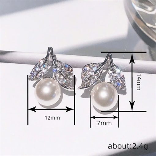 Bông Tai Đá Mix Hạt Trai Phụ Kiện Cưới - 13 - Hình ảnh 4