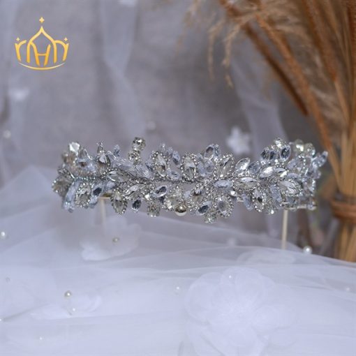 Băng Đô Đá Phụ Kiện Cài Tóc Cô Dâu - Line Vừa - Hình ảnh 3