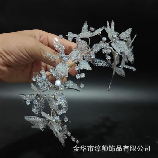 Băng Đô Đá Phụ Kiện Cài Tóc Cô Dâu - Hồ Điệp Pha Lê