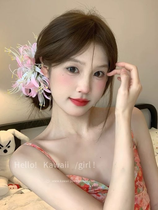 Kẹp Hoa Cài Tóc - bỉ ngạn hồng