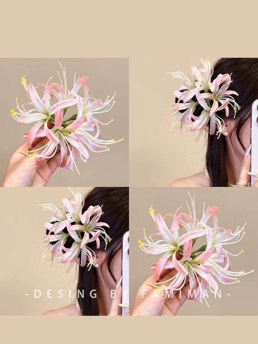 Kẹp Hoa Cài Tóc - bỉ ngạn hồng - Hình ảnh 5
