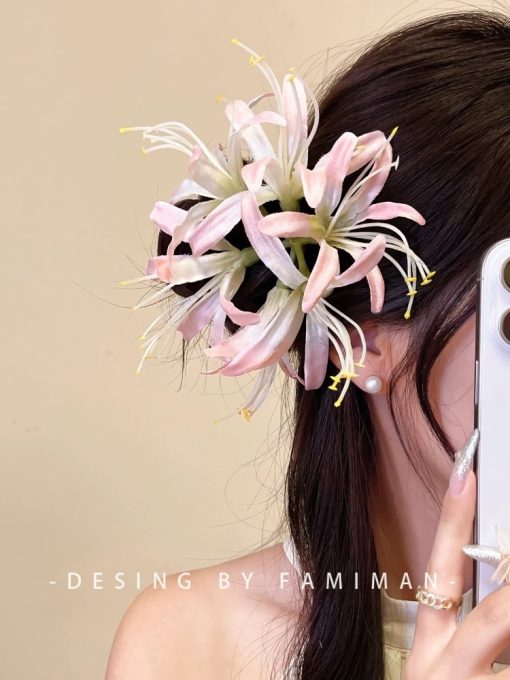 Kẹp Hoa Cài Tóc - bỉ ngạn hồng - Hình ảnh 6