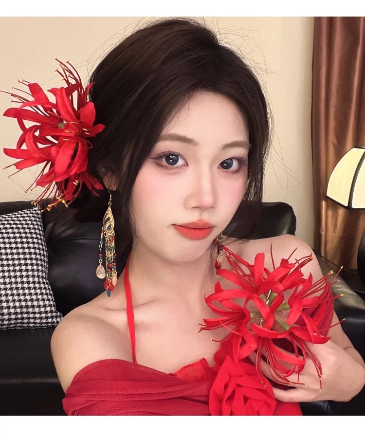 Kẹp Hoa Cài Tóc - bỉ ngạn đỏ - Hình ảnh 6