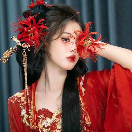Kẹp Hoa Cài Tóc - bỉ ngạn đỏ - Hình ảnh 2