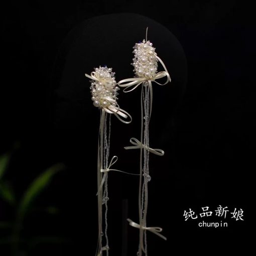 Set Kẹp Hạt Trai - Đính Nơ Tua Rua